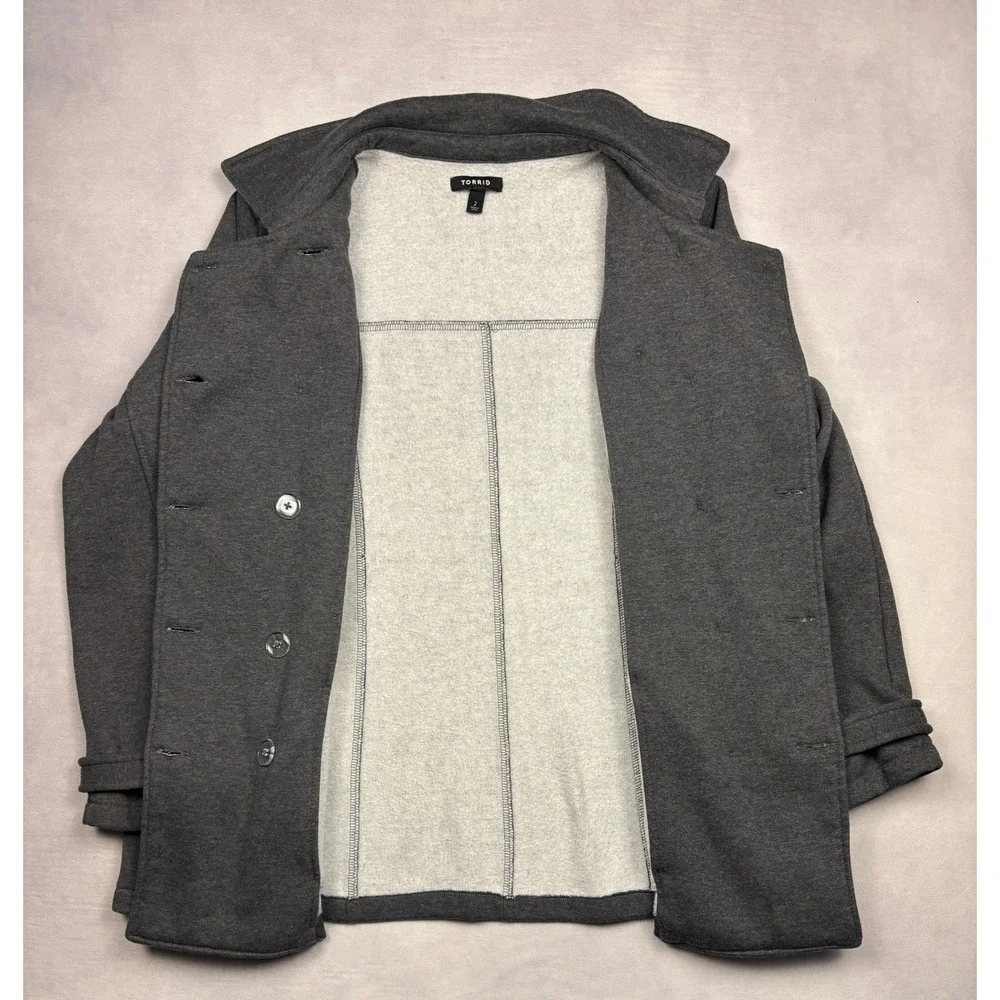 Torrid Grey‎ Fleece Lined Sweatshirt Peacoat Jacket Plus Size 2 2X 15981806